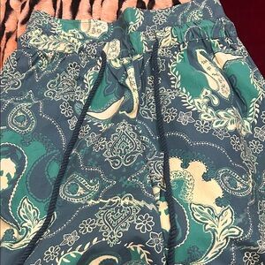 Free People Women’s Paisley Print Drawstring Shorts - Teal & Cream